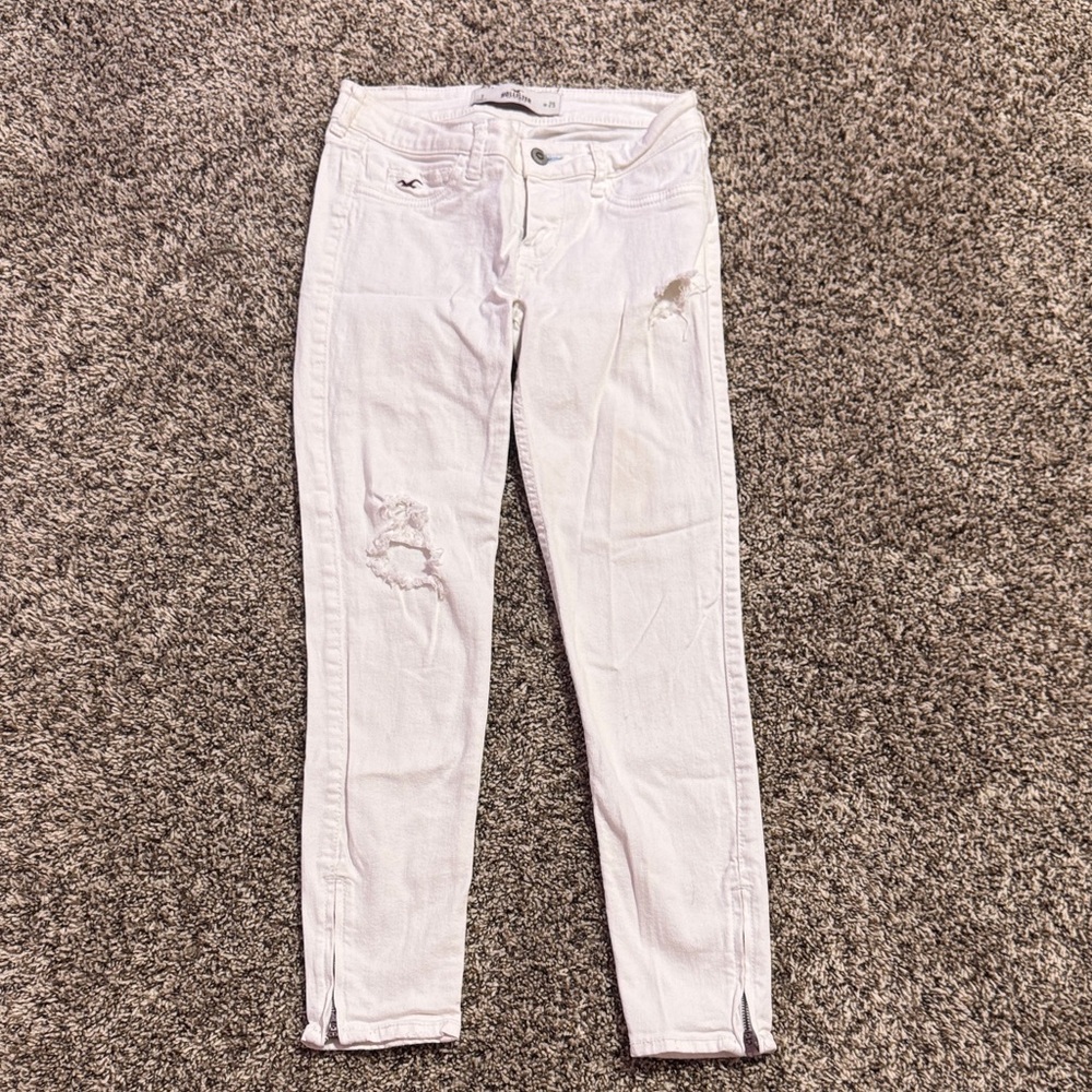 Hollister White Distressed Skinny Jeans